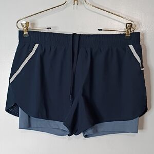 Rbx Dark Blue Athletic Shorts with Light Blue Lining Medium